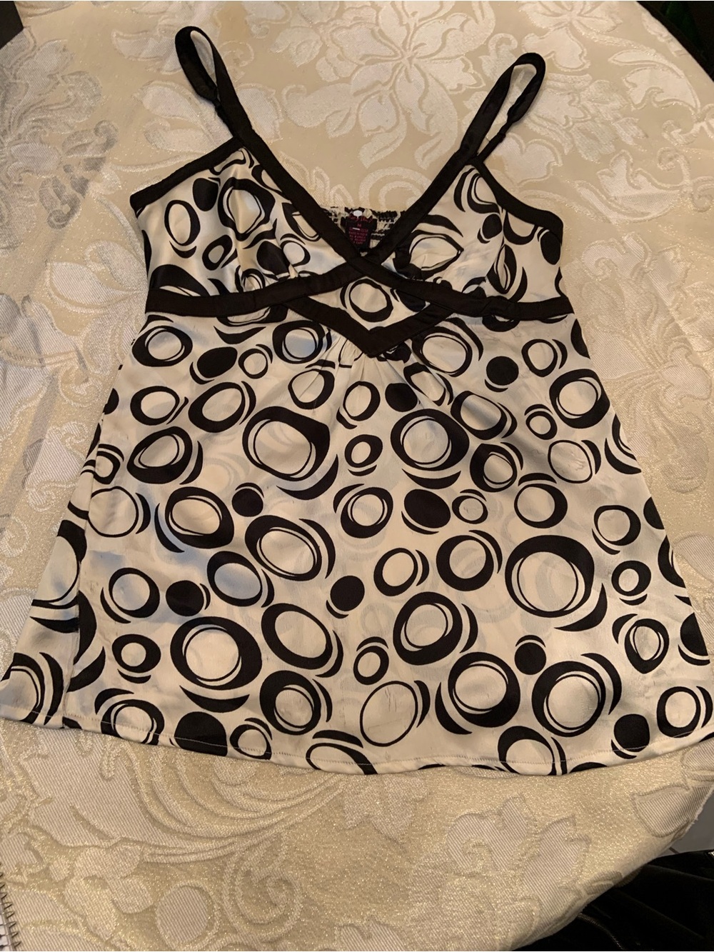 Black & White Circle-Print Spaghetti Strap Camisole